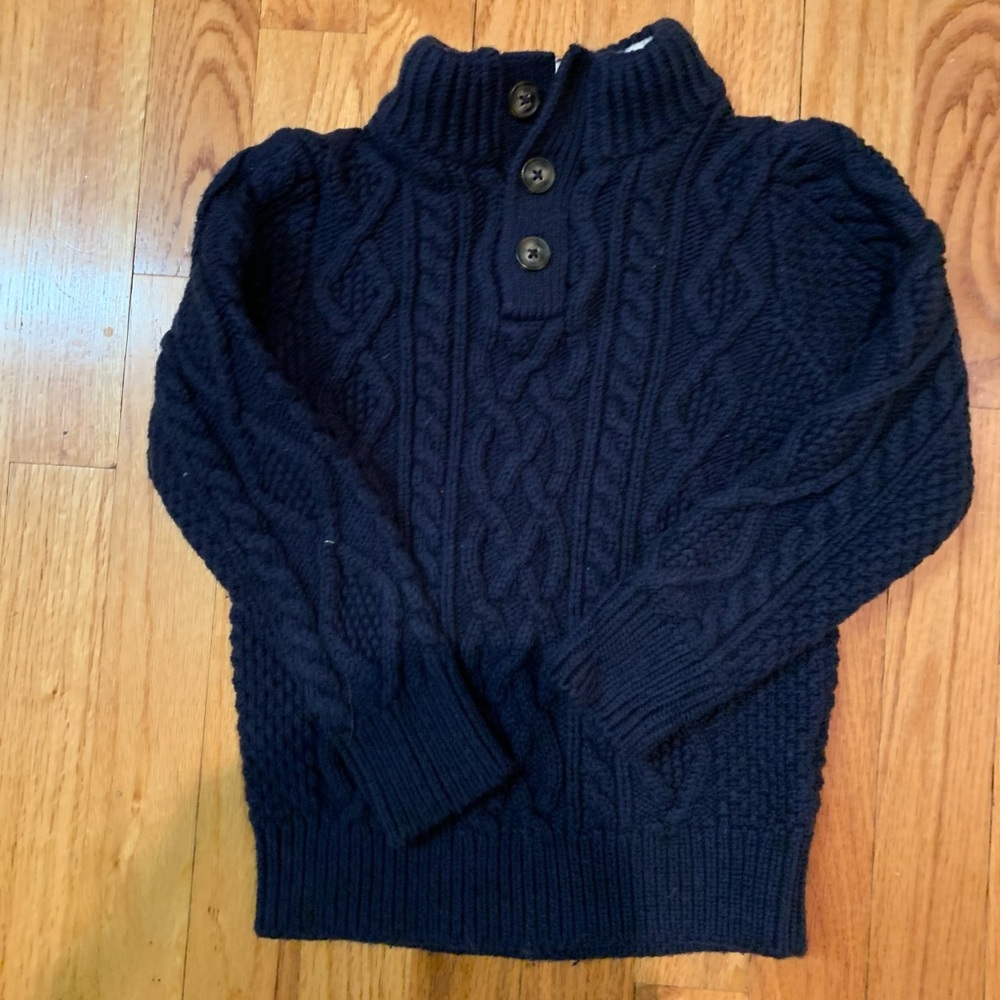 Little boys’ cable knit navy sweater from Gap